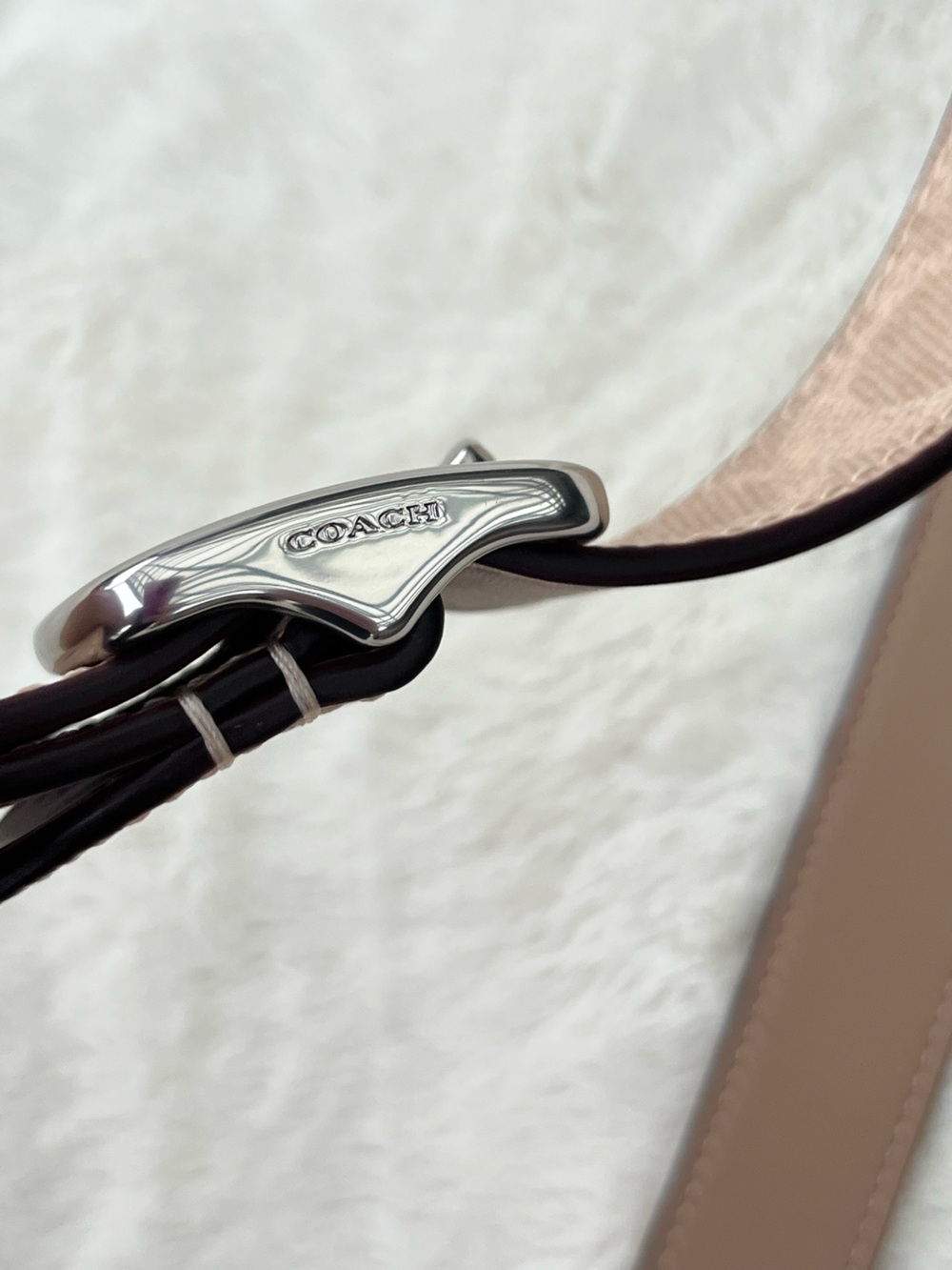 NWT Coach Signature Light Beige with Silver Buckle Leather Purse Strap - Picture 7 of 10